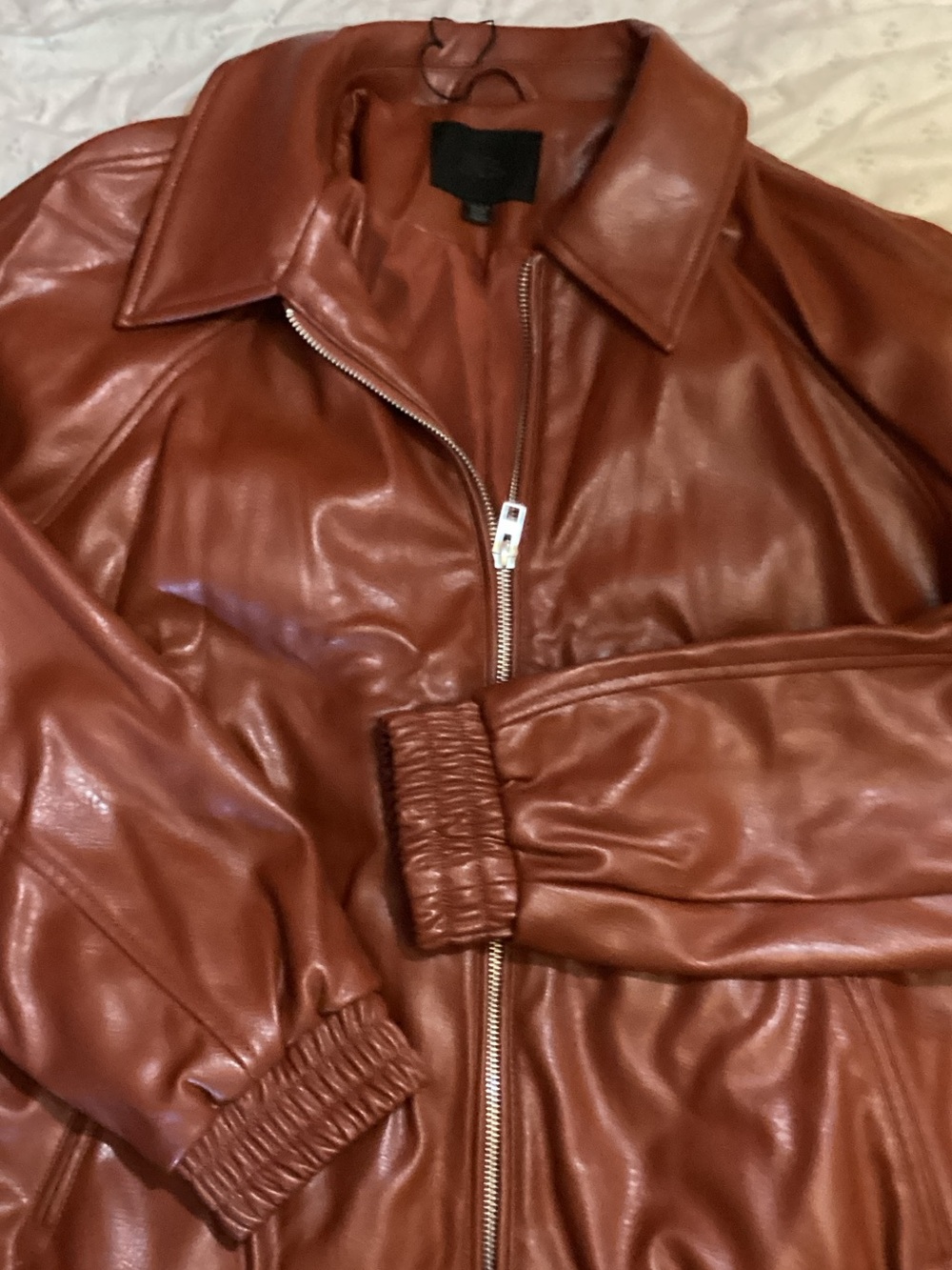 New! Zara Bomber New Faux Leather Zip Jacket